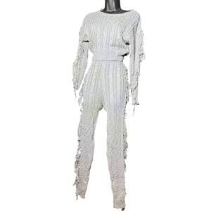 NEW LOVE SENSE women's sweater fringe set in gray